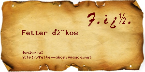 Fetter Ákos névjegykártya